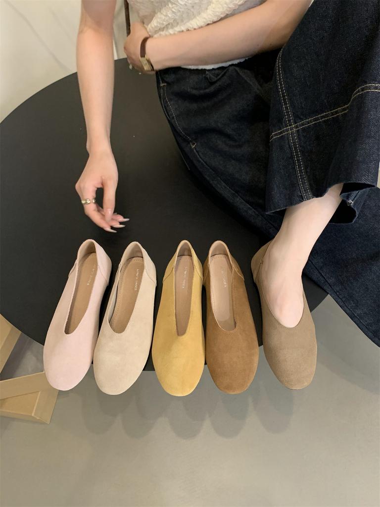 Women Loafers Retro Round Toe Suede Flat Shoes Summer Slip on Casual Shoes Female Zapatos De Mujer Moccasins Driving Loafers