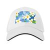 Hawaiianisches Blumenmuster nahtlos mit Blume Frangipani Hawaii grünen Blättern und Blauem Himmel Baseballkappe
