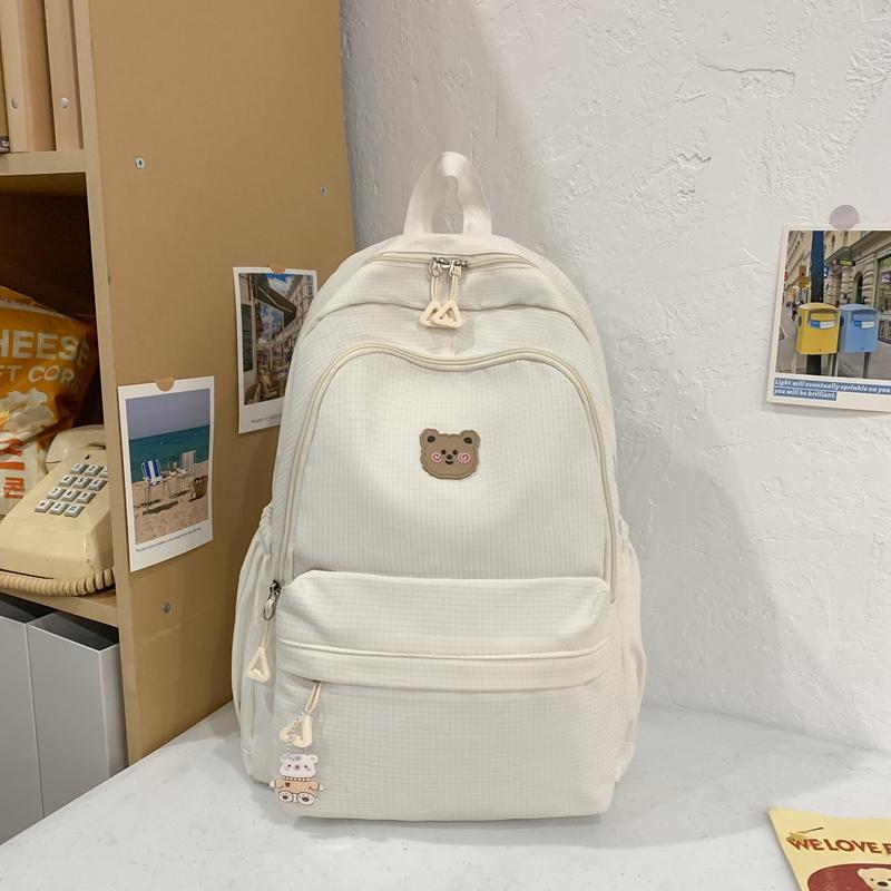Solid Color Schoolbag Female Junior High School Student Campus Backpack Travel Backpack