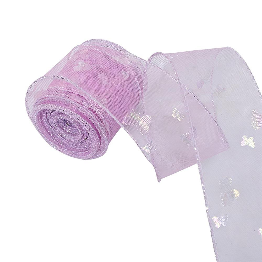 

4cm Width Organza Ribbon 10 Yards Length Solid Color Satin Ribbon Silver Edge Mesh Style Fishtail Ribbon DIY Crafts one size