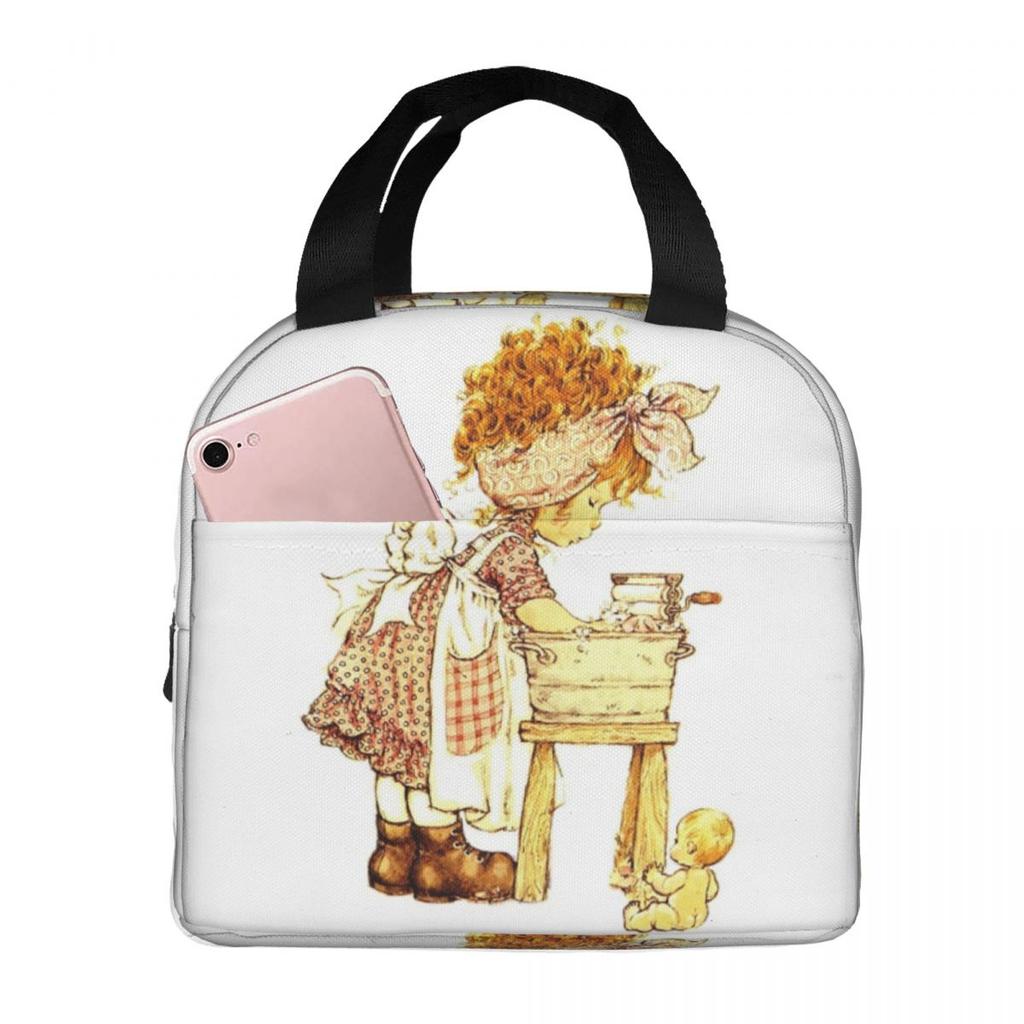 Sarah Kay Swing Girl Cartoon Insulated Lunch Bag for Women Kids Leakproof Food Boxes Thermal Lunch Box Tote