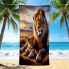 1Pc Lion Family Sunset Beach Towel, Quick Dry, Multi-Use for Beach Pool Gym Yoga Home Travel, Christmas, Halloween, Xmas Gift S929422