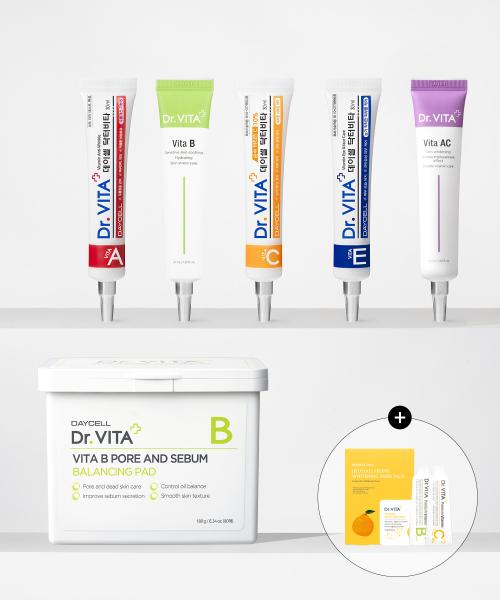 Dr.Vita Vita B Pore & Sebum Balancing Pad + Vitamin Cream (Choose 1) Toner Pad + Vitamin A Cream