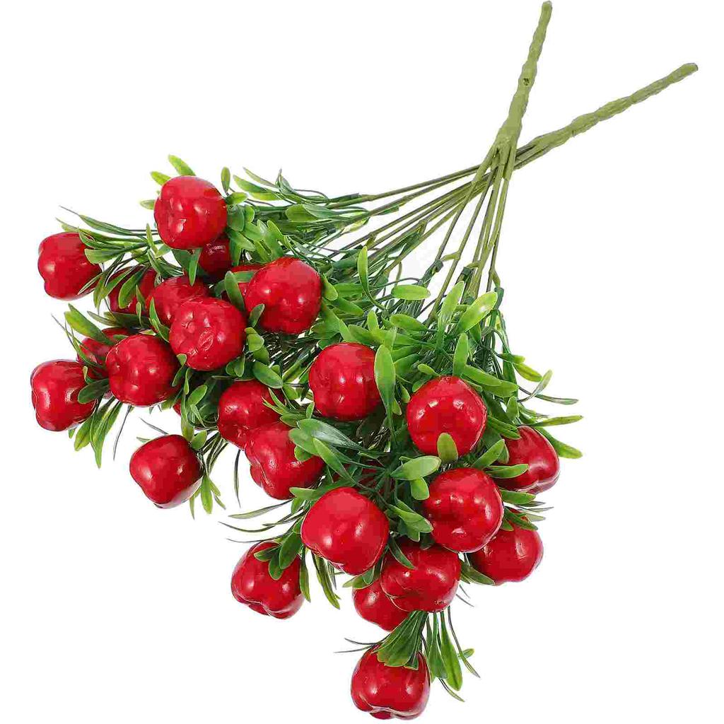 2 Stück Künstliche Äpfel Stiel Gefälschte Fruchtzweige Vasenfüllung Dekorationen Kunststoff DIY Baum Faux