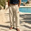 Men's Linen Straight Leg Long Pants - Casual Comfortable Lightweight for Everyday Wear
