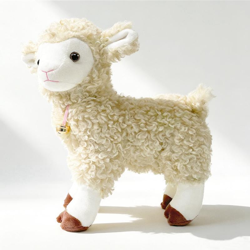 Nordic Curly Wool Sheep Plush Doll - Cute Zodiac Lamb Cushion бежевый