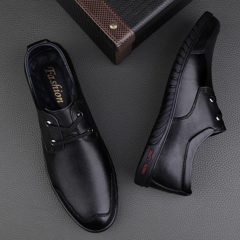 Genuine Leather Mens Dress Sneakers Classic Leather Oxfords Shoes Soft-Soled Formal Business Footwear Fashion Male Walking Shoes