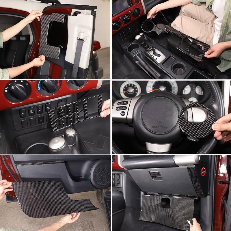 Soft Carbon Fiber For Toyota FJ Cruiser 2007-2025 Car Center Control Interior Sticker Car Modification Accessories