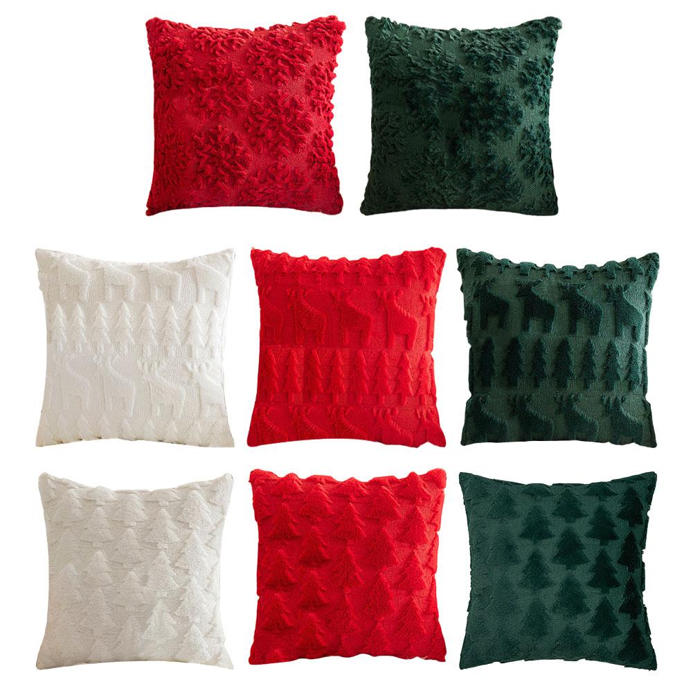 Christmas Pillow Covers Plush Decorative Cushion 17x17 Inch for Holiday Couch Sofa Winter Decor