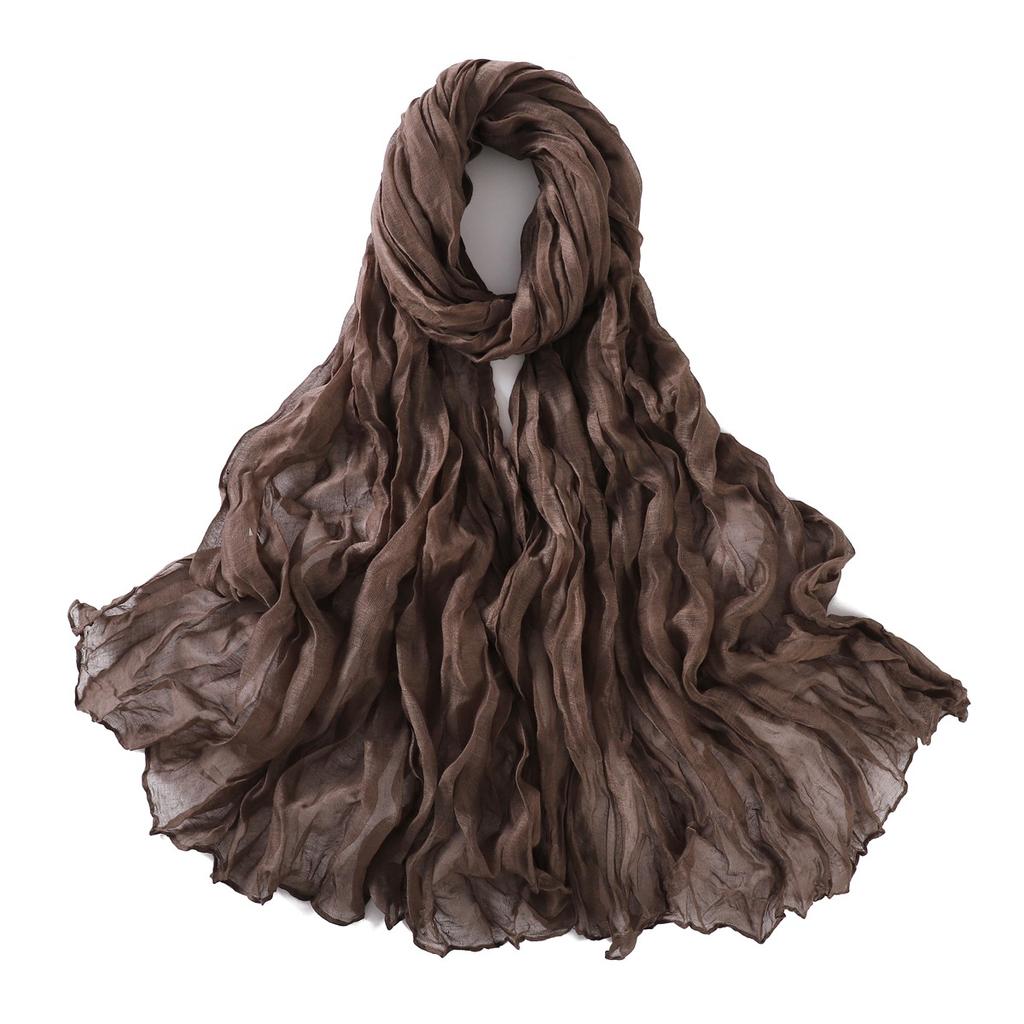 Autumn New Crumpled Scarf For Women Girls Students Solid Color Cotton Voile Thin Scarves Soft Knitting Shawl Female Wrap Shawls