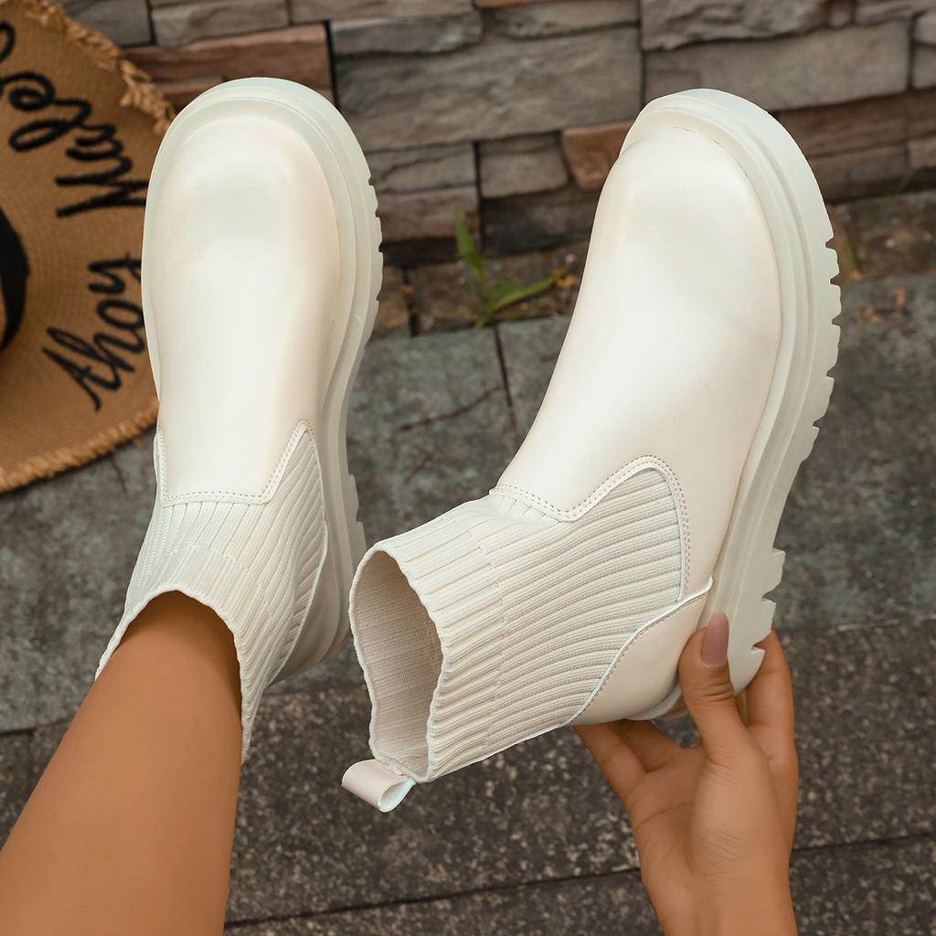 Fashion Autumn New Women Ankle Boots Round Toe Non-slip Short Boots Slip On Platform Comfortable Designer Shoes Women Zapatos De Mujer