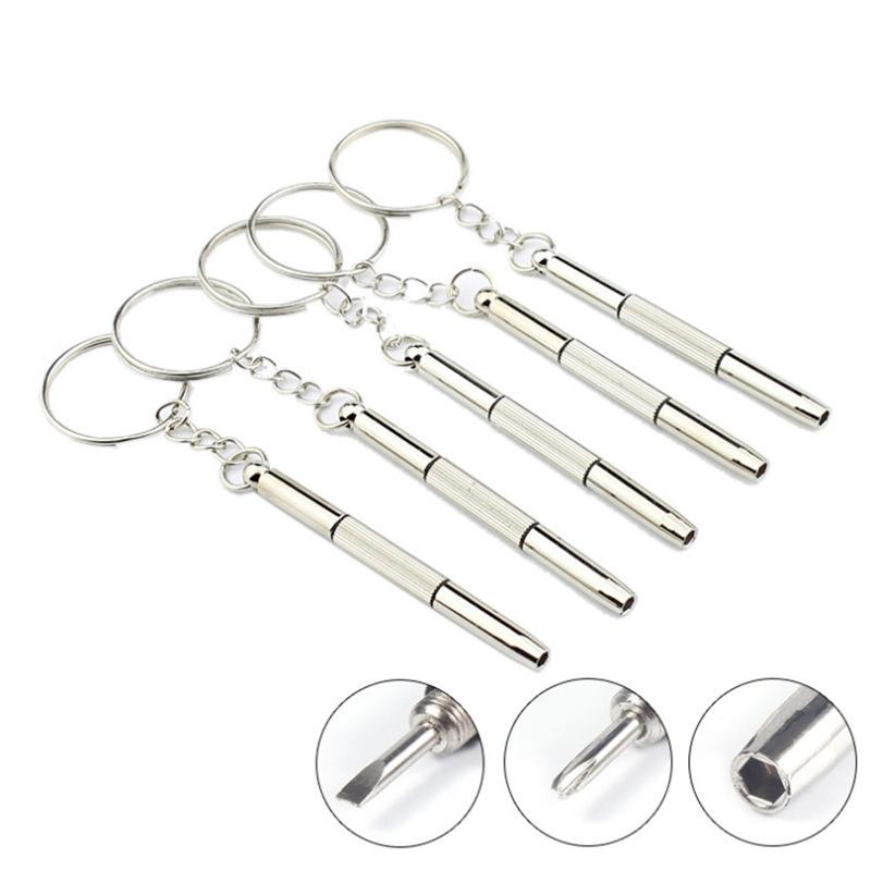 Portable 3 In 1 Double-head Multi-function Mini Stainless Steel Screwdriver Glasses Watch Repair Tool Gadget