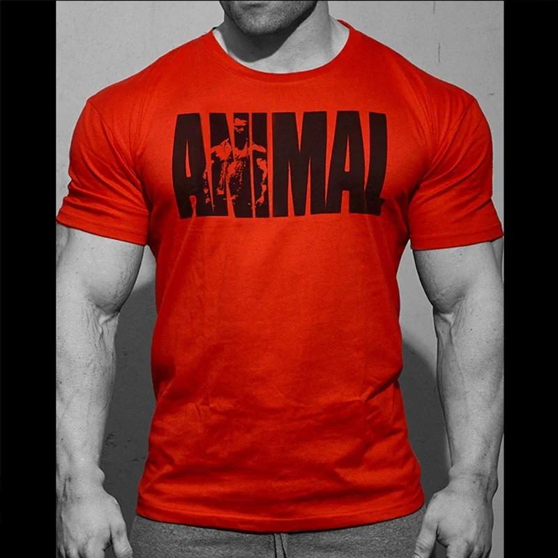 Summer Gym Fitness T-shirt Loose Men's Cotton Shirt Bodybuilding Training Man T Shirt Oversized Sports Short Sleeve Jogger Tee