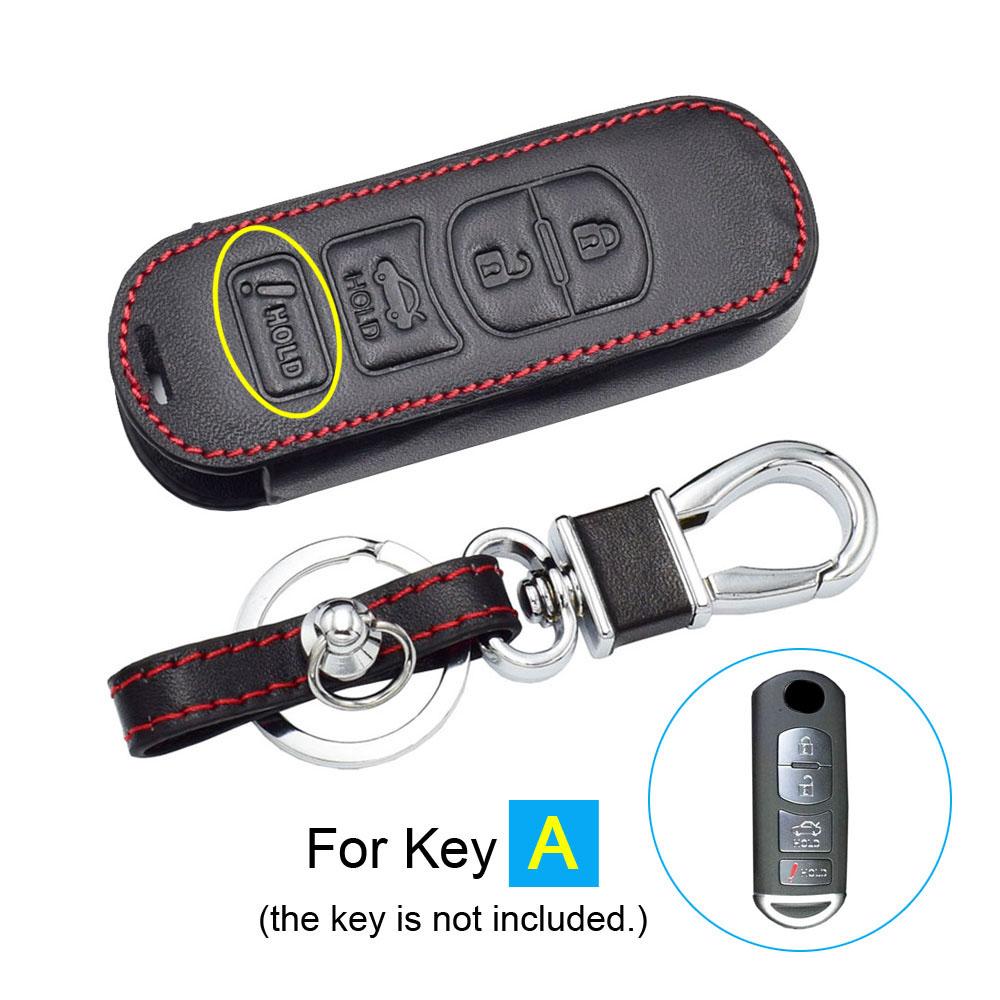 Leather Car Key Cover Bag For Mazda 3 6 Mx-5 Cx-5 Cx-7 Cx-9 Scion Ia Auto Smart Remote Fobs Shell Protector Case Keychain Holder