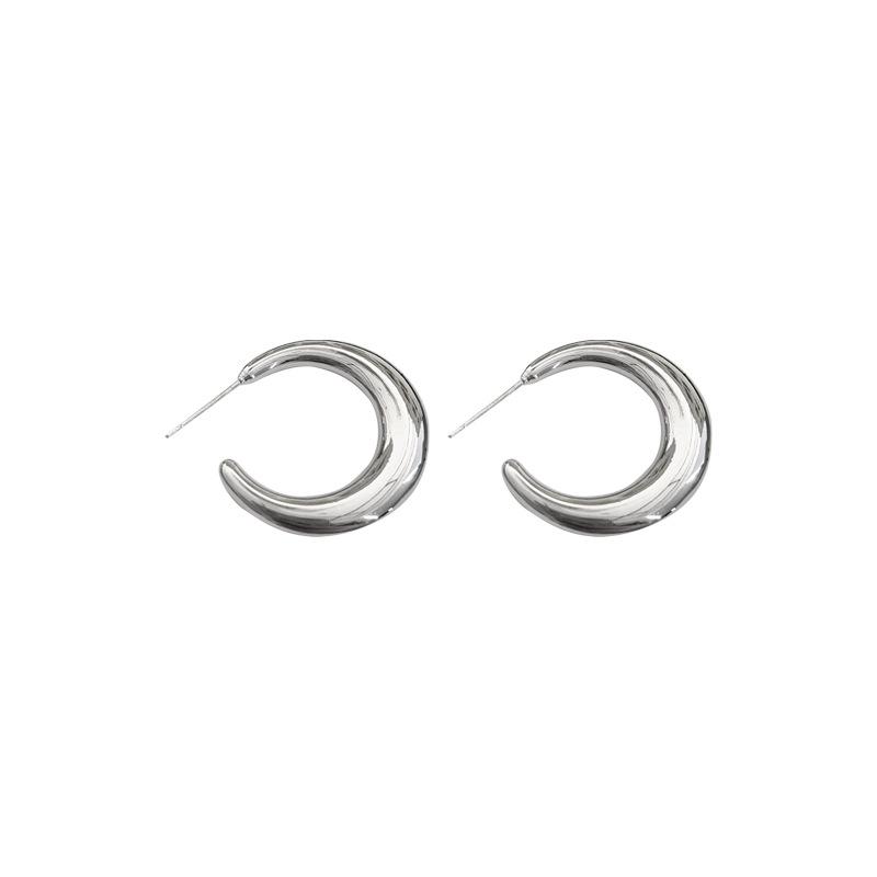 Silver Circle Hoop Earrings - 2023 Trendy Light Luxury Studs with Niche Design for Women