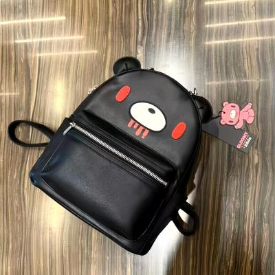 Y2K Black PU Leather Bear Backpack Kawaii Creepy Cute Goth Punk Doll Bag Harajuku Streetwear Emo Grunge Girls Women Shoulder Bag