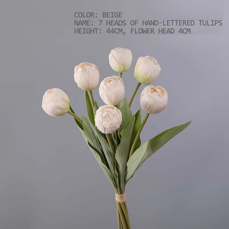 7 Heads High Quality Artificial Silk Cloth Tulip Flower Bundle For Wedding