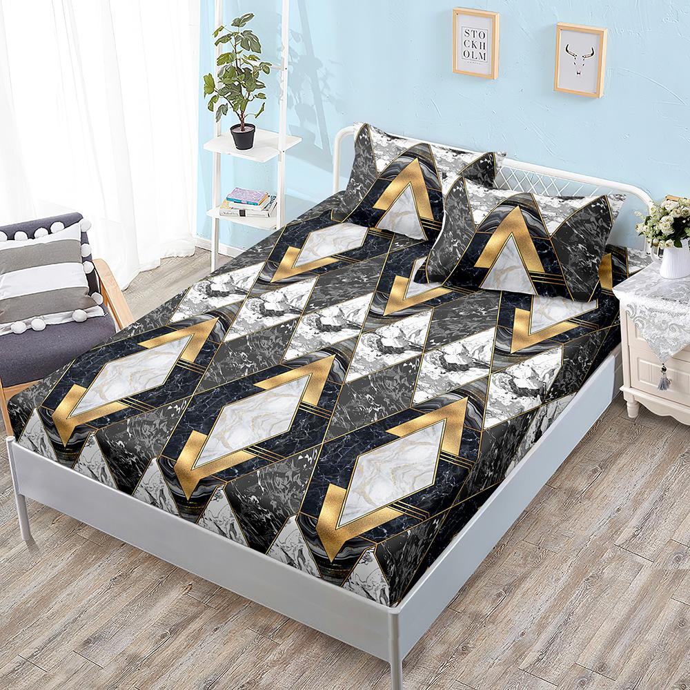 

Simple Wind Mattress Three-Piece Set Geometric Line Bed Sheet All-Inclusive Mattress Protective Cover Sheet (100cm * 190cm * 40cm) 2pcs