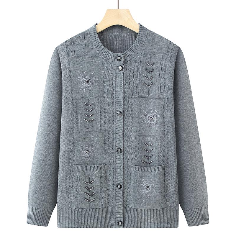 Women's Spring & Autumn Knit Cardigan for Middle-Aged & Elderly