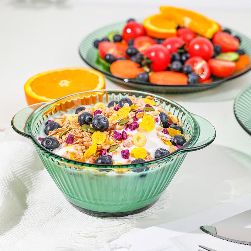 LOVWISH Nordic Dark Green Glass Dinnerware Set