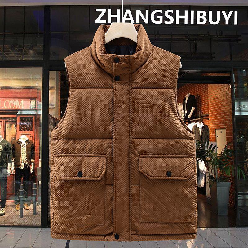 

Men s Korean Style Stand Collar Multi-Pocket Warm Workwear Gilet M (recommended for 90-110 jin, runs large)