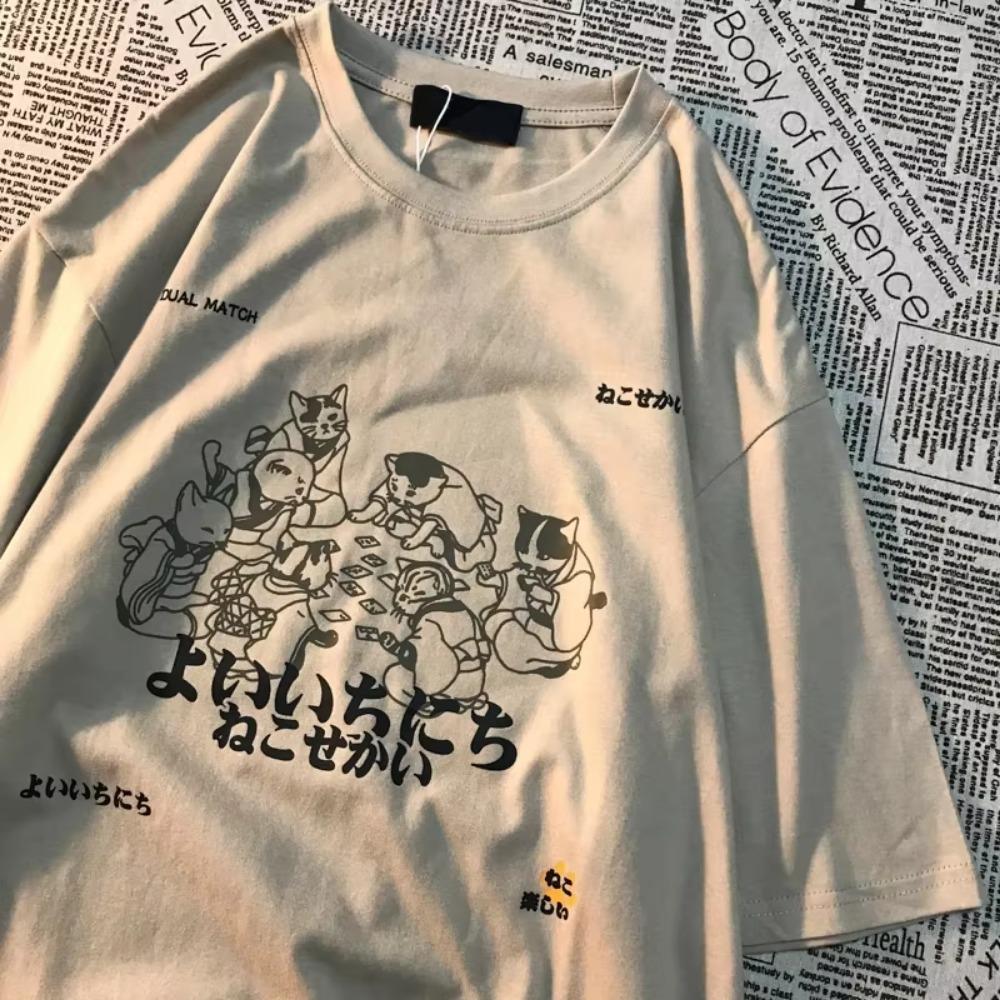 It's Like A New Year American Retro Fun Printed Short Sleeved T-shirt With Trendy Men women's Street Style Loose Half Sleeve