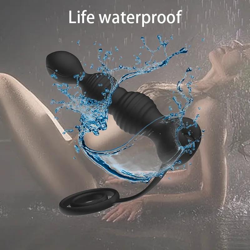 Anal Vibrator for Men Vibrating Penis Ring Delay Anal Sex Toys Male Anal Butt Plug Vibrator Sex Toys
