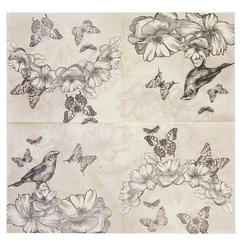 Disposable Party Napkin Double Layer 20 Pieces/Pack Butterfly and Bird Pattern