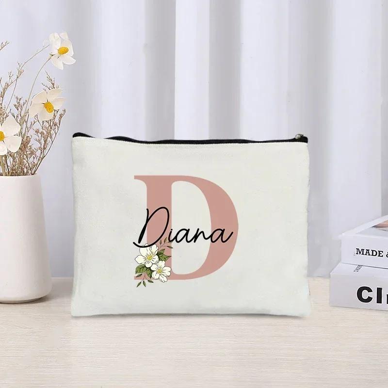 Personalized Makeup Bag Bride Gift Female Travel Organizer Canvas Side Bag Lipstick Eyebrow Pencil Box Wallet