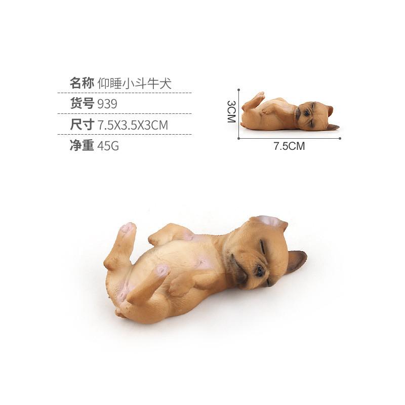 Realistic Pvc French Bulldog Figurine Adorable Sleeping Dog Statue Home Decor