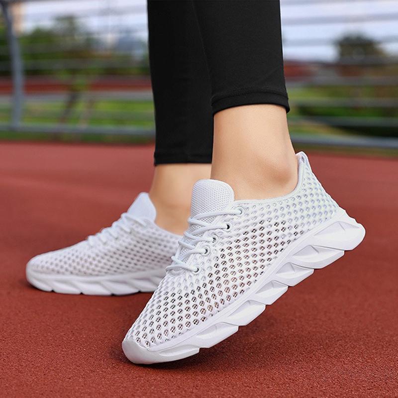 New Mesh Sports Shoes, Summer Hollow Breathable Running Shoes External Lace Up Casual Shoes