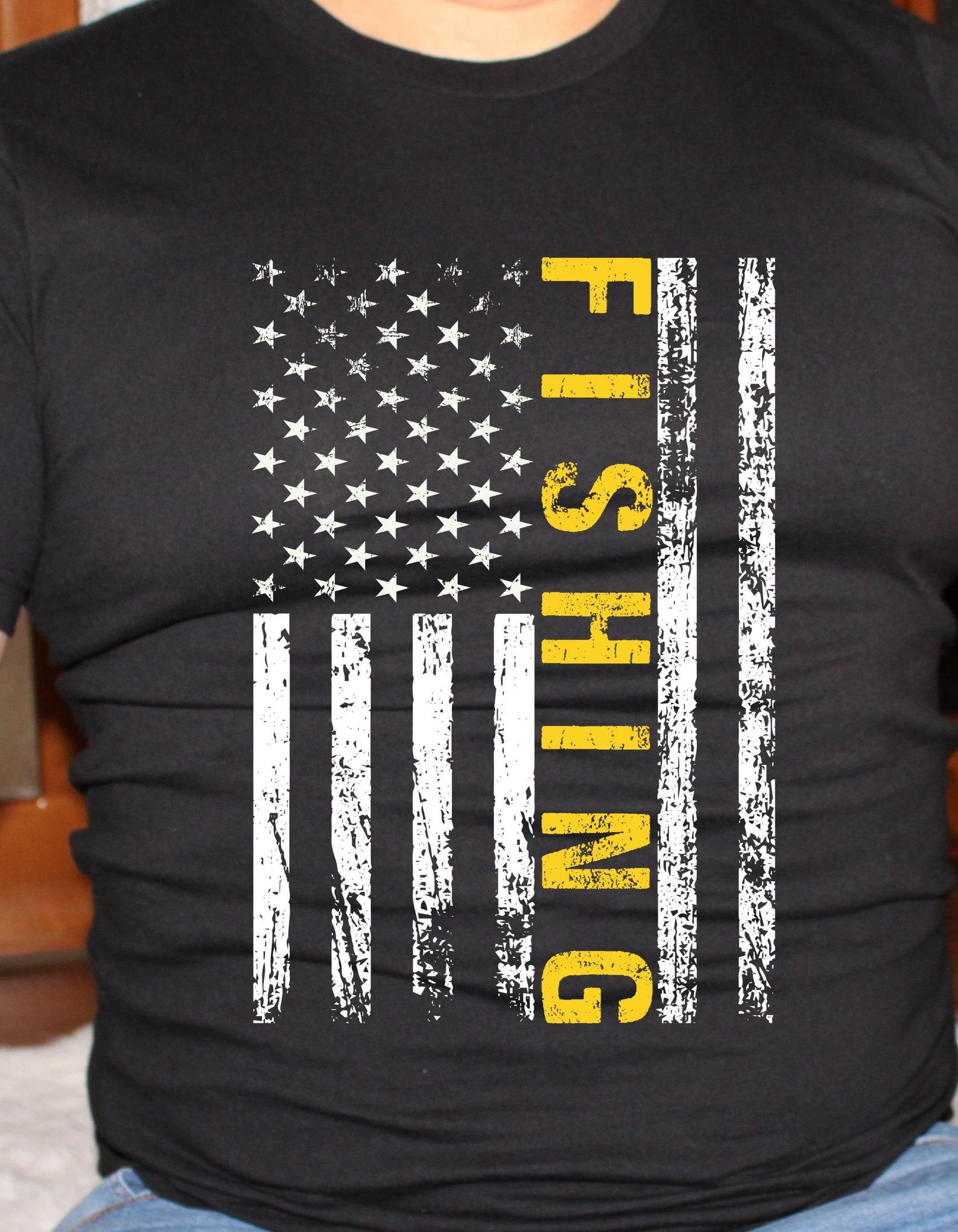 American Flag Fishing, patriotic tshirt, fishing tshirt, fun patriotic shirt, camping gift S