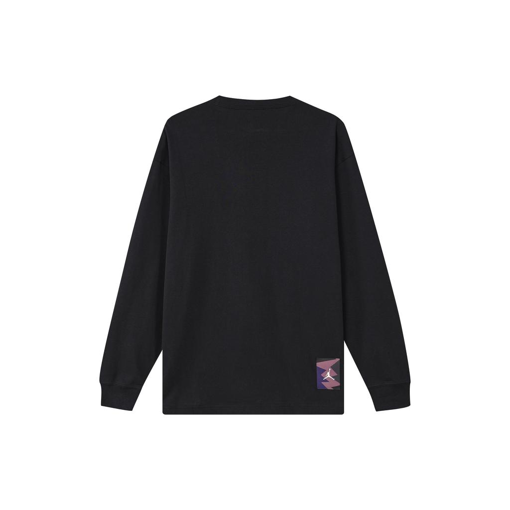 Jordan Flight MVP 85 Letter Print Sport Casual Crew Neck Long Sleeve Drop Shoulder T-Shirt Men Tops Black FD6944-010
