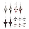 6pcs Set Dark Gothic Sliver Color Spider Web Bat Skull Blood-dripping Cross Stud Earrings for Women Men Halloween Jewelry Sets