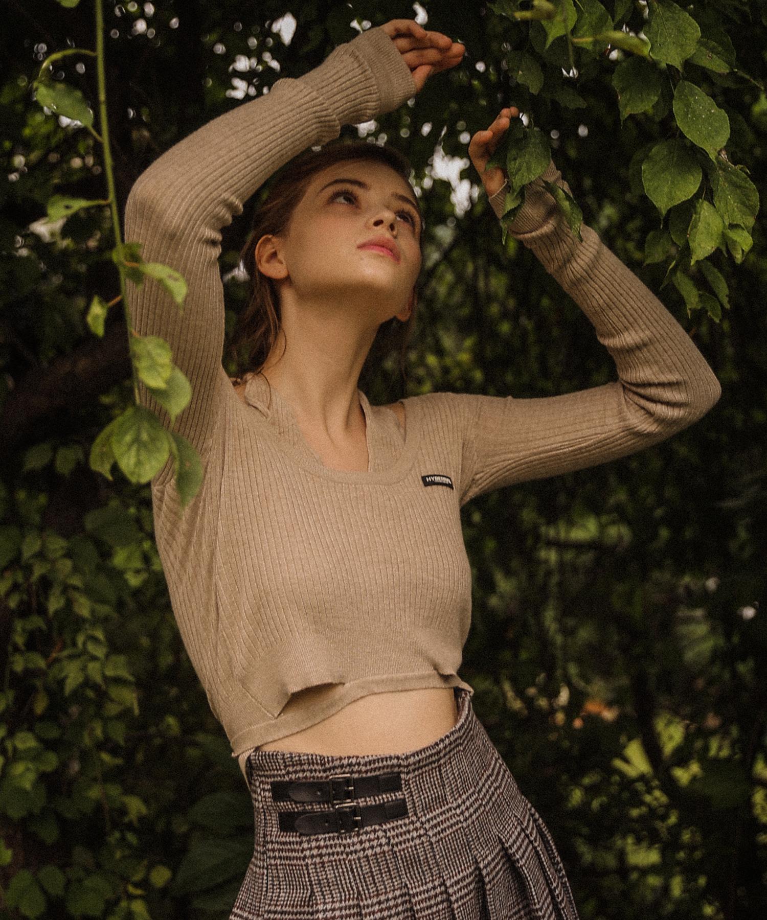 Hypernet Halterneck Crop Knit Oatmeal Oatmeal/Free