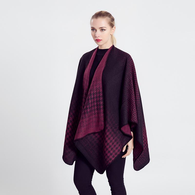 Women S Houndstooth Gradient Scarf Shawl Warm Winter Wrap