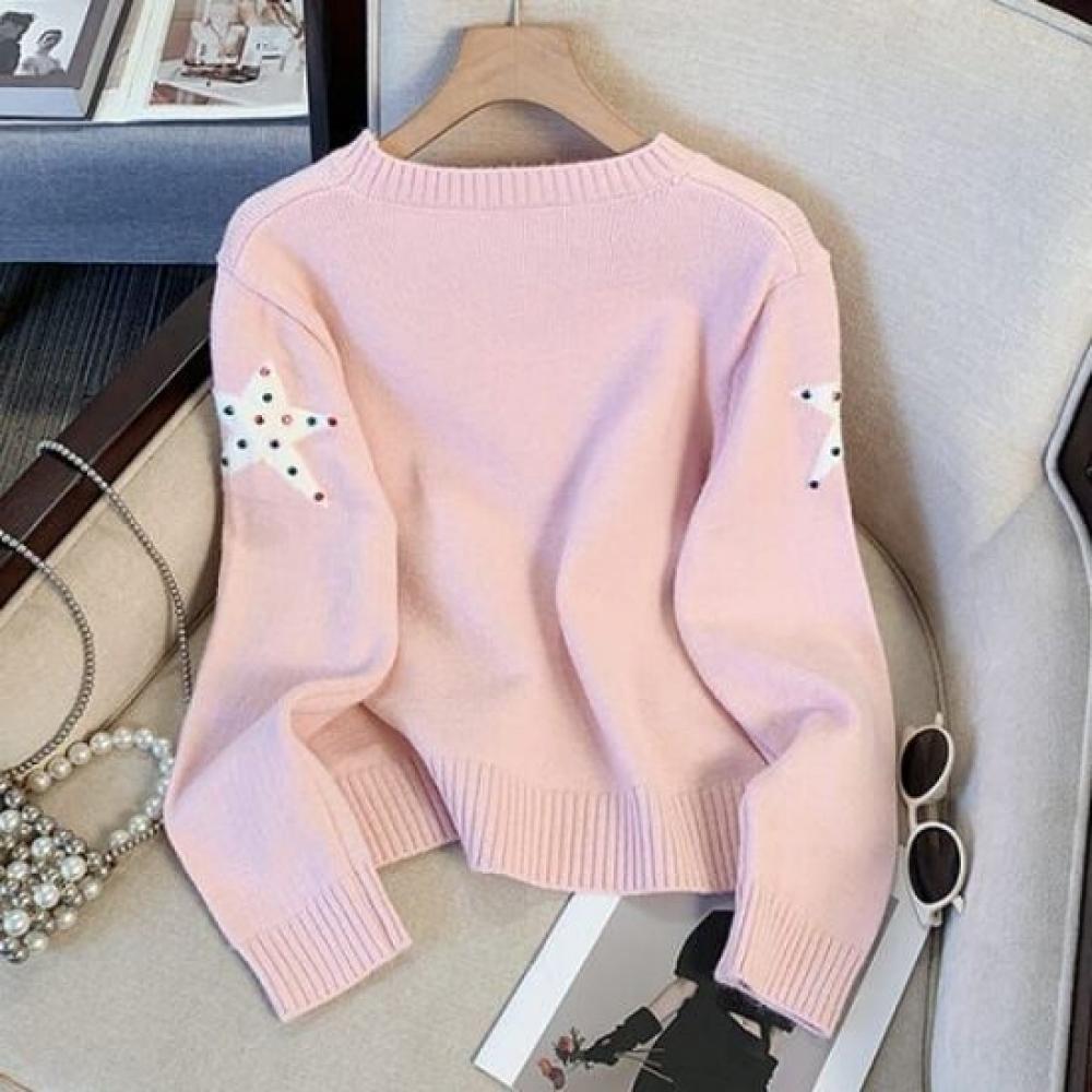 Navava Nk2587 Star Bead Long Sleeve Knit