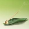 Boat Shape Zongzi Incense Holder Mini with Zongzi Leaf Base Incense Stick Burner Zen Style Traditional Aromatherapy Ornament