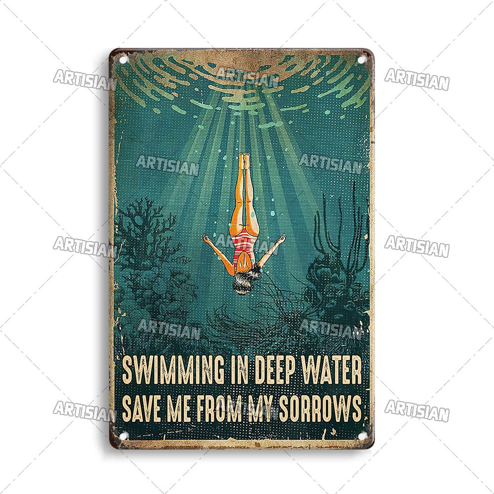 Artisian Sport Metal Sign Swimming Tin Poster Diving Decorative Plate Wall Decor Garage Bar Pub Club Hotel Cafe Kitchen Home