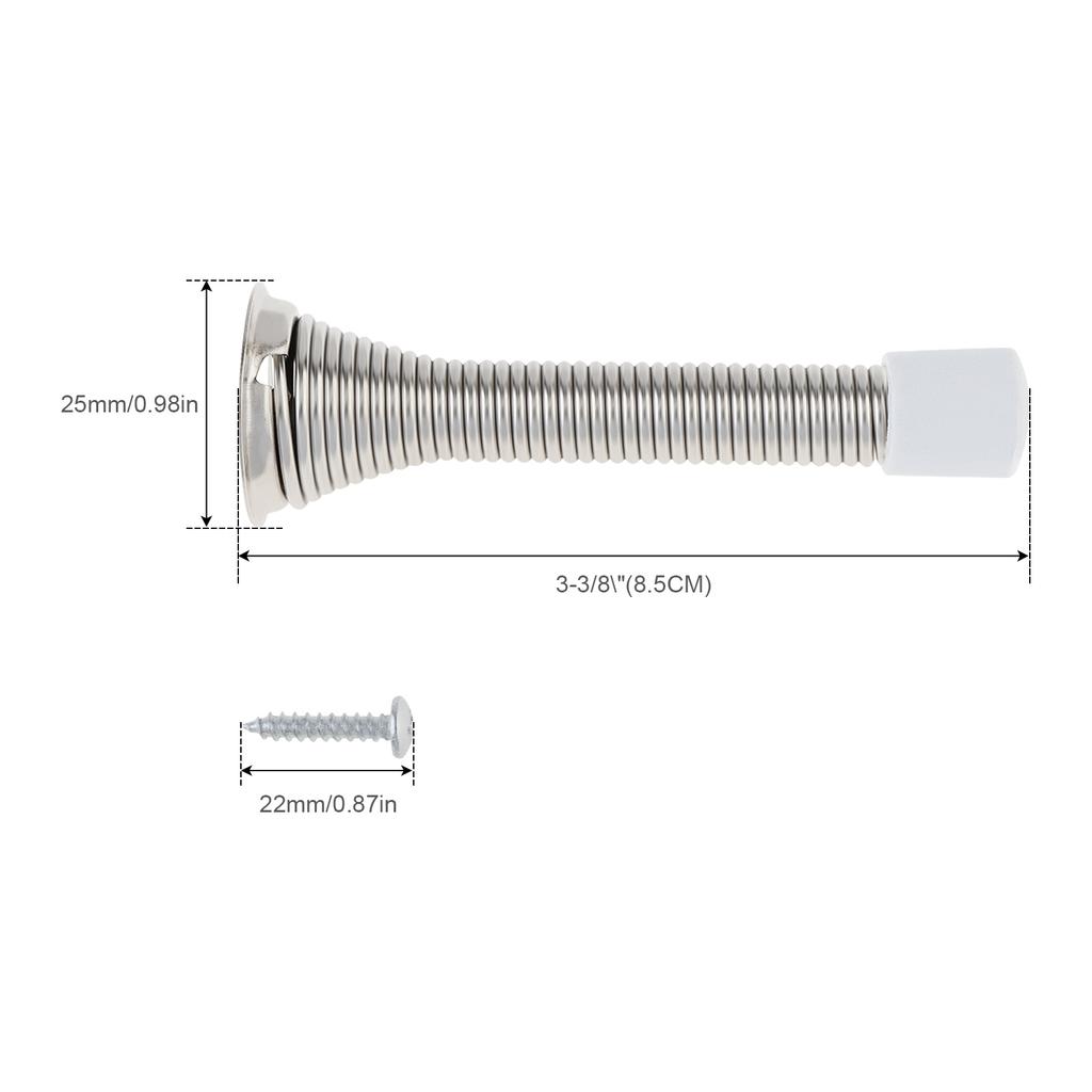 3.375 Inch 1pc Spring Door Stop Bottom Mount Rubber Bumper Wall Protector Secure Hold Damage Prevention