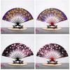 Ancient Chinese Style Golden Portable Folding Fan Bamboo Ribs Japanese Decor Stage Fan Girl Hanfu Dance Performance Hand Fan