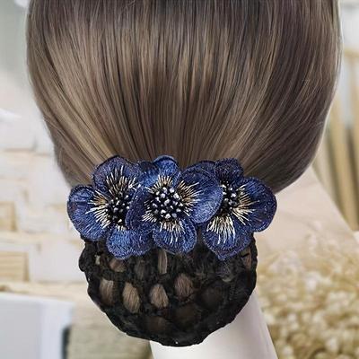 Elegant Beaded Flower Hair Net Vintage Ball Head Plate Hair Net Stewardess Bank Clerk Hair Accessories