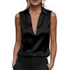 Blusa da Donna Colorata in Raso con Scollo a V e Senza Maniche per la Sera
