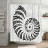 Modern Bathroom Shower Curtain Fabric Print Deco Decorative Waterproof TPU White with Black Shell Pattern Home Bath Decor Size 6