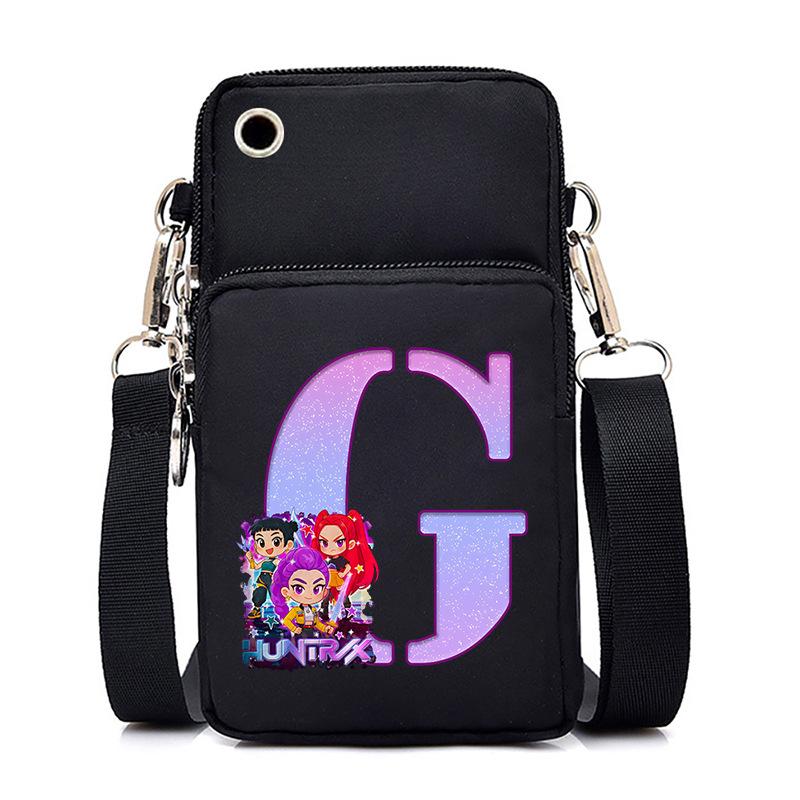 Anime Cartoon Peripheral 26 Letters Mobile Phone Bag Multi-Function Vertical Square Black Messenger Bag