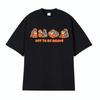 Off To Be Brave Monkey Leam Punch Graphic T-shirts Men Women Retro Street Fashion T Shirt Summer Oversized High Quality T Shirts
