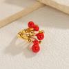 Atoztide Fashion Shiny Zircon Flower Rings For Women Stainless Steel Multiple Styles Shiny Stone Adjustable Ring Jewelry Gift