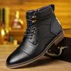 New Winter Fashion Lace Up Patchwork Ankle Boots for Men Casual Luxury Designer Motorcycle Shoes Zapatos Hombre High Tops