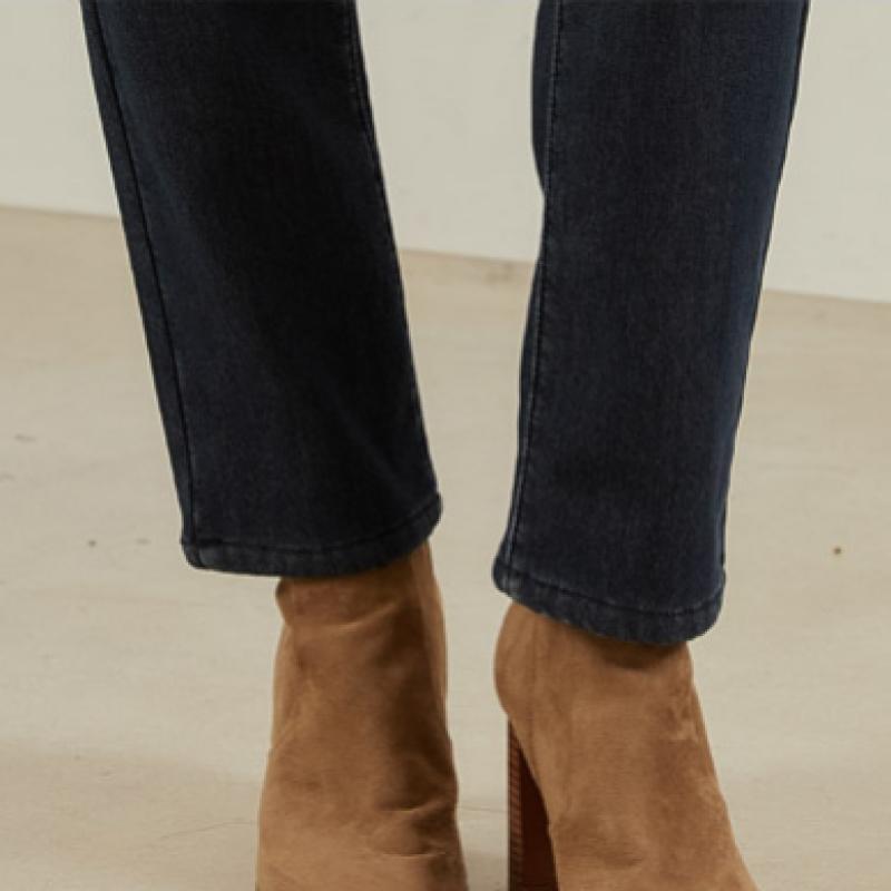 Bang Bang Women S Boa Fur Lycra Bonded Denim Navy