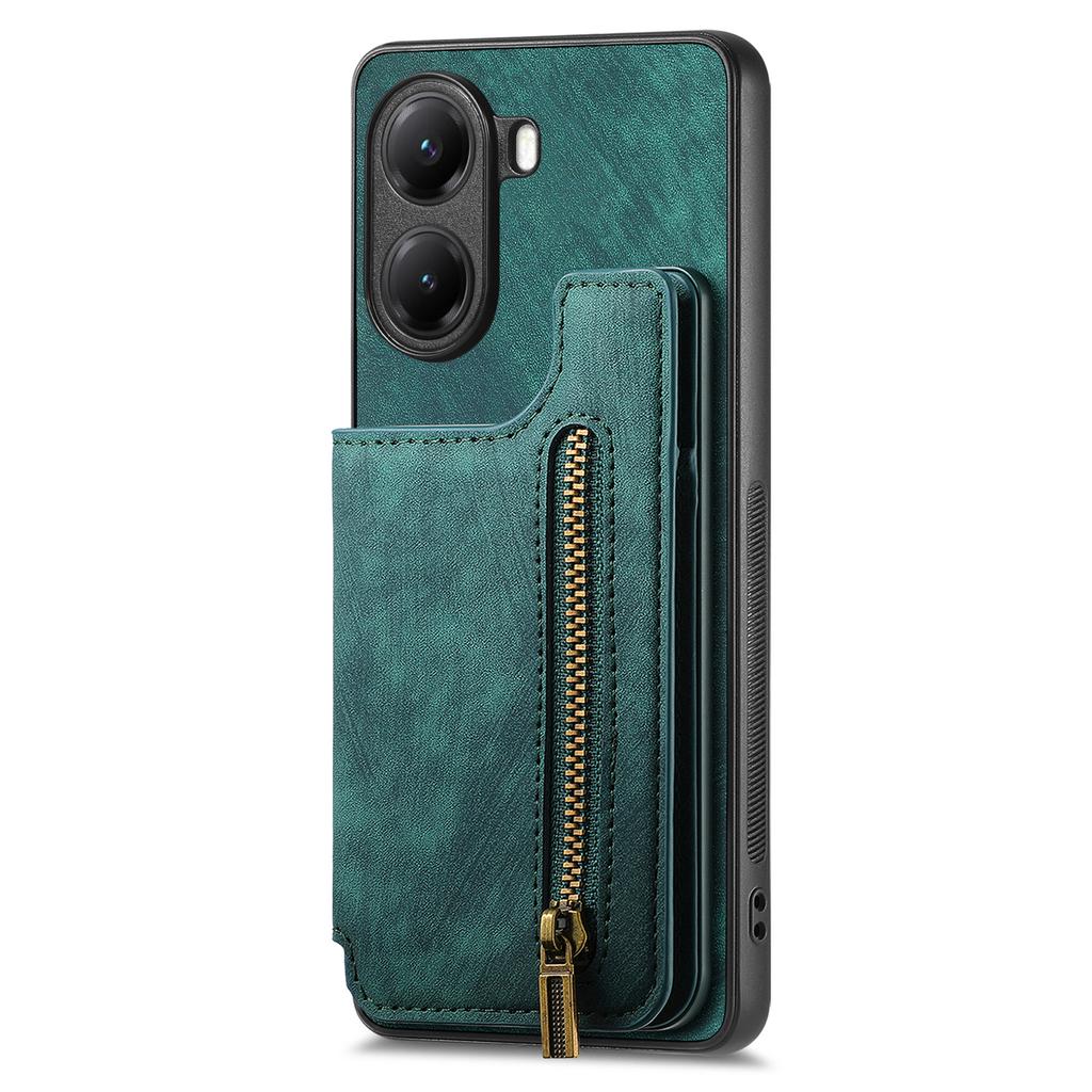 For Xiaomi Poco X7 Pro 5G/Xiaomi Redmi Turbo 4 5G Case with Zipper Card Holder Retro Leather TPU Phone Cover